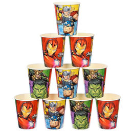 Цена за 10 шт. Стакан бумажный "С Днем Рождения!", 250 мл, Мстители