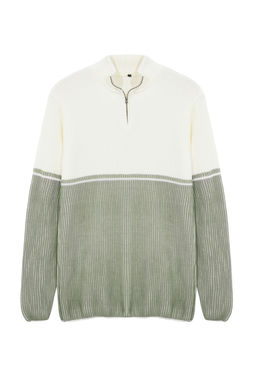 TRENDYOL MAN Yesil Regular Dik Yaka Renk Bloklu Kazak TMNAW25KZ00006 - Trendyolmilla фото 6