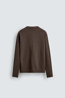 CAMISETA MEDIUM WEIGHT MANGA LARGA ORIGINS / Marr?n - Zara фото 8