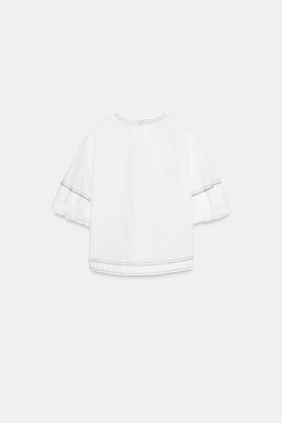 PUFF SLEEVE TOPSTITCH SHIRT - Zara фото 7