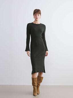 Bisiklet Yaka Triko Elbise