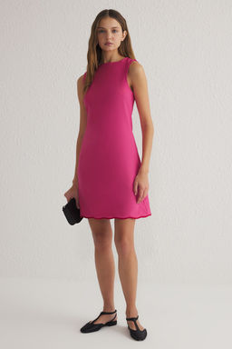 Fusya Duz Kesim Biye Detayl? Mini Dokuma Elbise TWOSS25EL00270