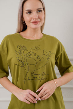 Пижама женская из кулирки Дива хаки макси - Амадэль фото 7