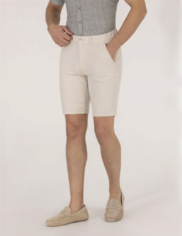 Ta_ Slim Fit Keten Kar___ml_ Bermuda _ort