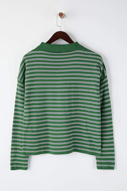 Wardrobe Essentials Yesil Premium Iplik/Ozel Iplikli Genis Kal?p Cizgili Triko Kazak TWOAW26KZ00195