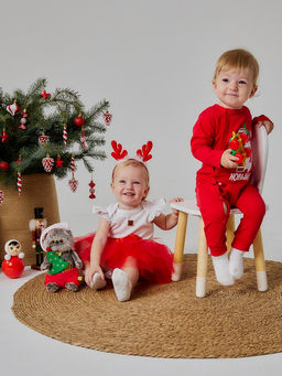 Набор для фотосессии «Крошка Я. Рождественский олененок»: юбка и ободок, красный, рост 68-92 см