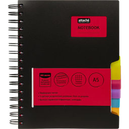 Бизнес-тетрадь А5,200л,кл,греб. Attache Selection Office book черн металлик  фото 2