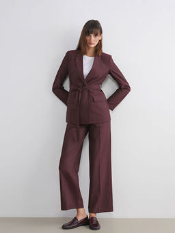Loose Fit ?izgili Kad?n Pileli Pantolon
