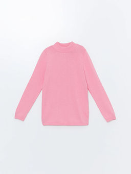 Dik Yaka Basic Uzun Kollu K?z ?ocuk Triko Kazak