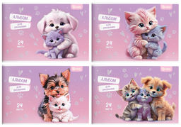 Цена за 2 шт. Альбом для рисования 24 л. А4 на скрепке Schoolformat ОБНИМАШКИ мелованный картон, выбороч...