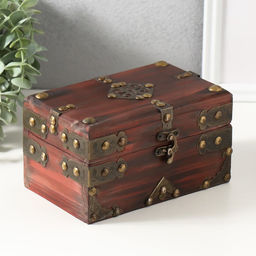 Шкатулка для украшений «Сундук. Аделина», дерево, красная, 17.5×11×9.5 см