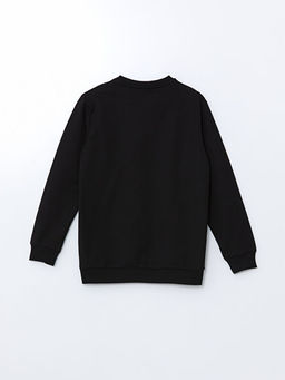 Bisiklet Yaka Bask?l? Erkek ?ocuk Sweatshirt