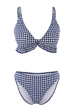 Ekose Desenli Ucgen Dokulu F?rf?rl? Kapl? Dusuk Bel Regular Bikini Tak?m? TBESS26BT00025