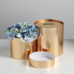 Набор золотых шляпных коробок 2 в 1 Поздравляю, 12 х 12, 15 х 15 см