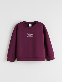 Bask?l? K?z ?ocuk Sweatshirt ve E?ofman Alt 2li