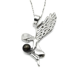 Подвеска Ангел с обсидианом 30*30мм