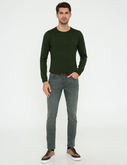 Ye_il Slim Fit Bisiklet Yaka Basic Triko Kazak - Pierre cardin фото 5