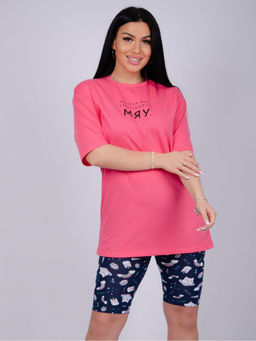 Пижама "Мяу" коралл, трикотаж