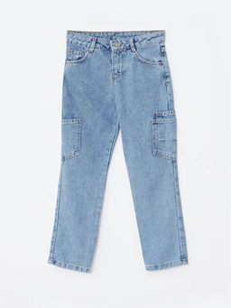 Pamuklu K?z ?ocuk Kargo Jean Pantolon