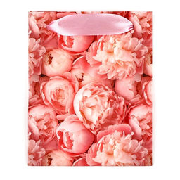 Цена за 2 шт. Пакет ламинированный двухсторонний Пионы, с тишью и открыткой, S, 12?15?5.5
