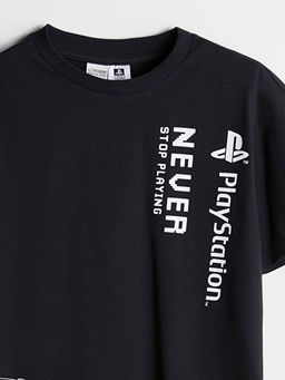 Bisiklet Yaka PlayStation Bask?l? Erkek ?ocuk Ti??rt