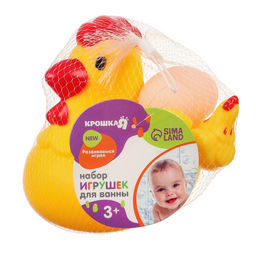Резиновые игрушки для ванны Крошка Я «Курочка и детишки», с пищалкой, в наборе 4 шт.