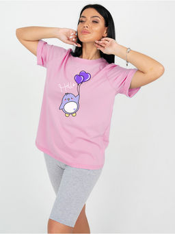 Пижама "Пингвин" розовый с шортами