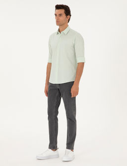 Мятная приталенная рубашка с длинным рукавом - Cacharel фото 4