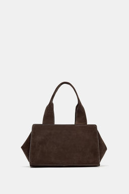 DOUBLE HANDLE SPLIT SUEDE LEATHER BAG - Zara фото 4