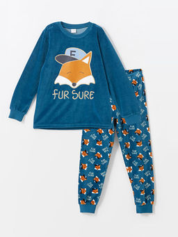 Bisiklet Yaka Kadife Erkek ?ocuk Pijama Tak?m?