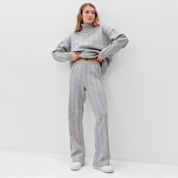 Костюм женский (джемпер, брюки) MINAKU: Knitwear Collection, размер 46-48, светло-серый