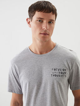 Bisiklet Yaka Bask?l? Erkek Ti??rt