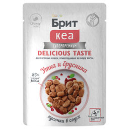 Пауч с Уткой и Брусникой для взр. кошек, привередливых ко вкусу корма, кусочки в соусе, 85г 1062240