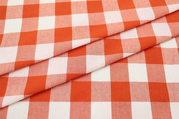 Вареный (стираный) хлопок Клетка (3.0*3.5см) цв.оранжевый терракот, ш.2.5м, хл-100% - Купава фото 2