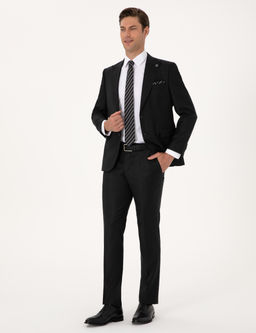 Antrasit Slim Fit Y_n Ka_mir Kar___ml_ Tak_m Elbise