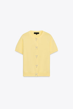 CARDIGAN WITH FAUX PEARL TIES - Zara фото 7