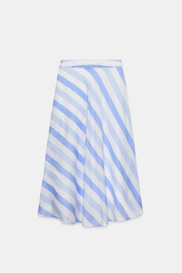 FALDA MIDI RAYAS / Azul / Blanco - Zara фото 11