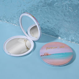 Зеркало складное «Пляж», d=7.5 см, с увеличением, розовое