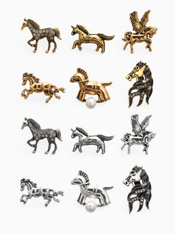 Цена за 12 шт. Брошь «Лошадь» микс форм, микс цвет
