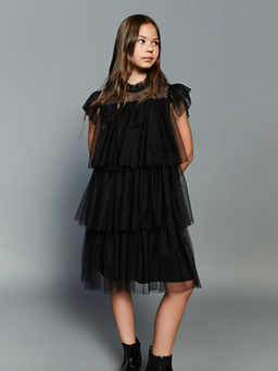 Bisiklet Yaka KatKat K?z ?ocuk T?l Elbise