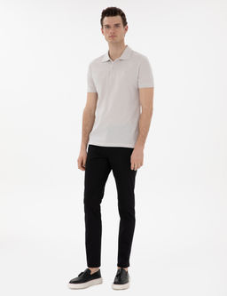 Siyah Slim Fit Basic Kanvas Pantolon
