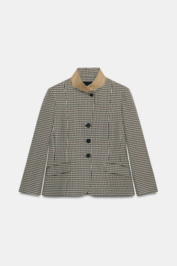 BLAZER CUADROS CUELLO COMBINADO ZW COLLECTION / Marr?n - Zara фото 3