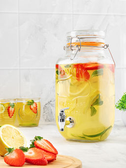 Диспенсер для холодных напитков с краном 3,78 л 19*14*30 см "Glaskraft"+крыш. с мет. зажим.и сил.упл