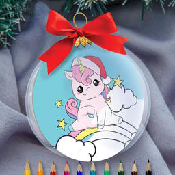 Набор для творчества. Новогодний шар с раскраской Единорог