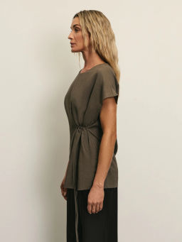 Блузка со шнуровкой изо льна / Zarina  фото 4