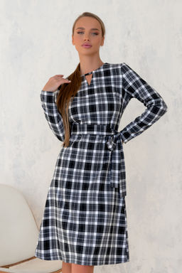 Платье Open Style 5058 черный/серый/белый