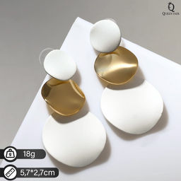 Серьги металл Азелия круги, трио, цвет белый в золоте