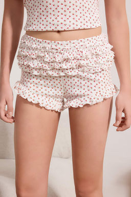 Beyaz %100 Pamuklu Kirazl? F?rf?rl? Fitilli/Pointel Orme Pijama Tak?m? THMSS26PT00038 - Trendyolmilla фото 3