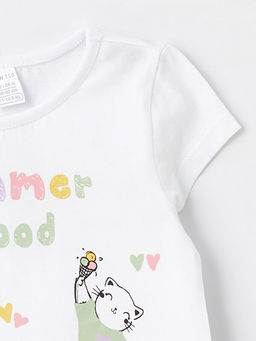 Bisiklet Yaka Bask?l? K?sa Kollu K?z Bebek Ti??rt - Waikiki фото 2