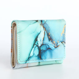 Кошелёк женский на кнопке, 10×1.5×8 см, с принтом, зелёный/бирюзовый